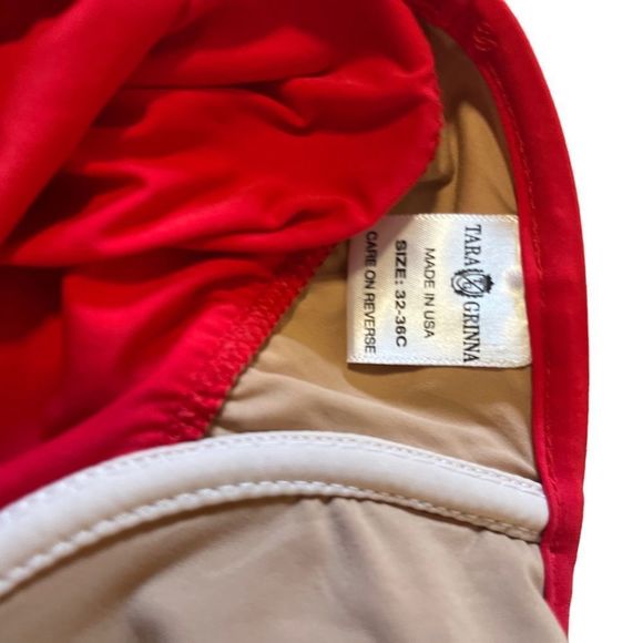 Tara Grinna Red Tankini  Size 32-36C Split Open Back - Picture 5 of 8